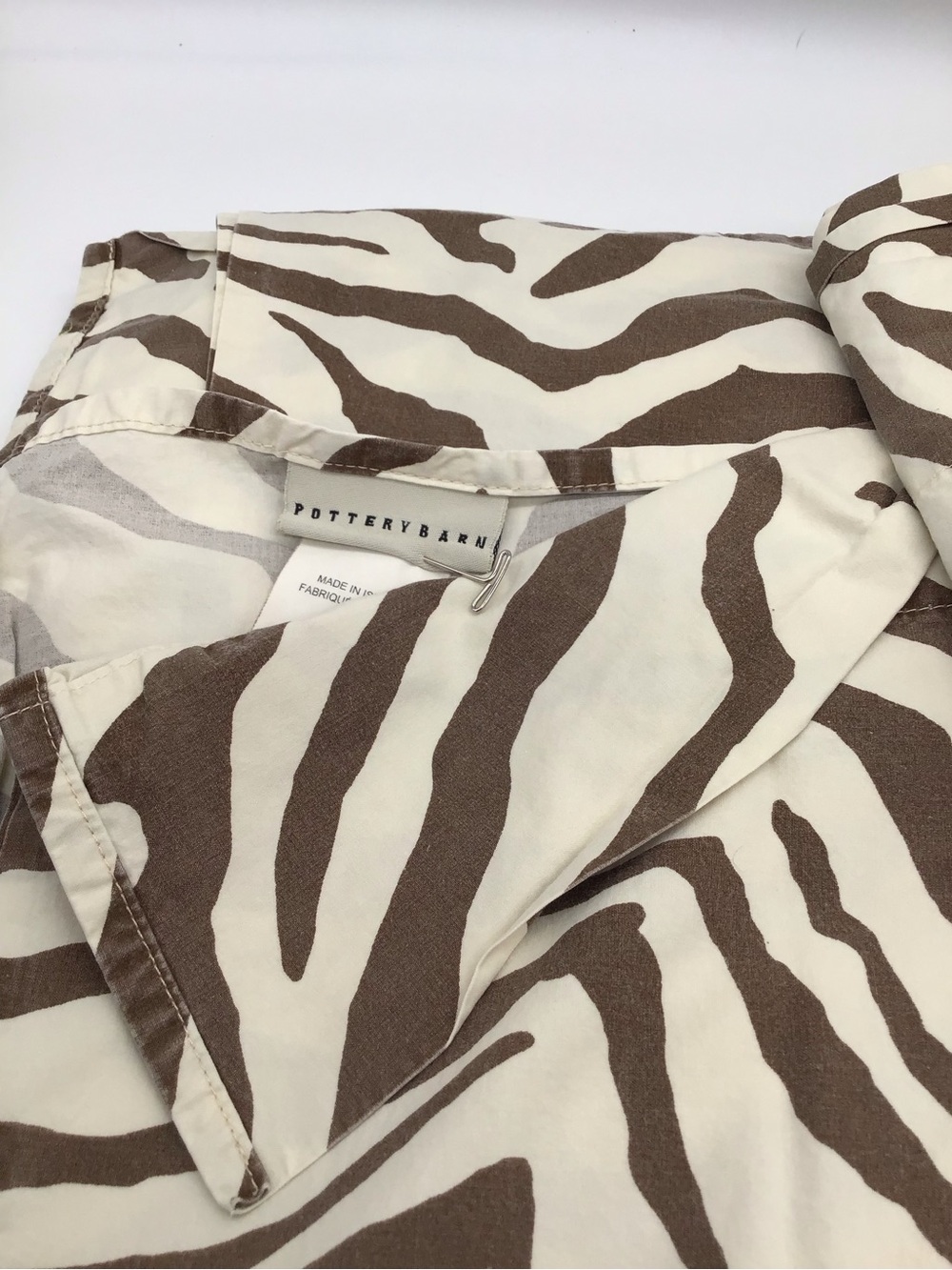 Pottery Barn Brown & Cream Zebra-Print Duvet Cover Sham Set 100%cotton